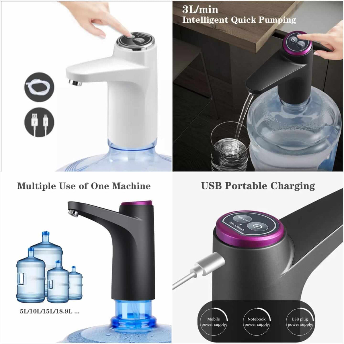 Tap USB Water Pump - Box Packing - Dual Button Control - Portable and Convenient