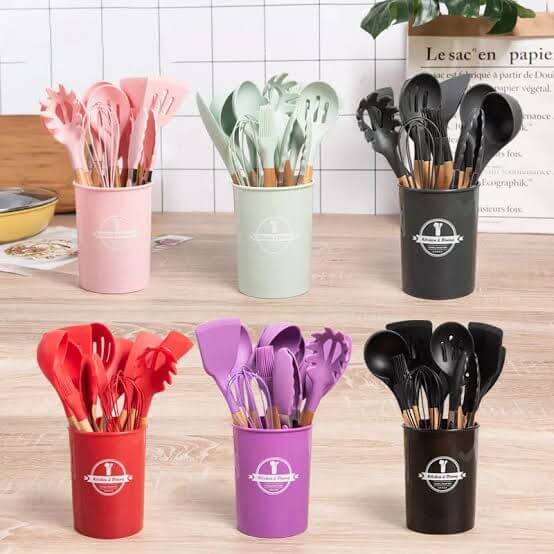 _*SILICONE KITCHEN UTENSILS SET 12 pcs BIG SIZE