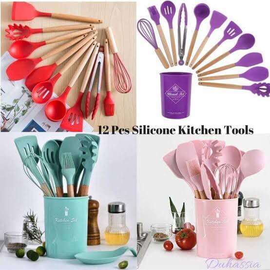 _*SILICONE KITCHEN UTENSILS SET 12 pcs BIG SIZE