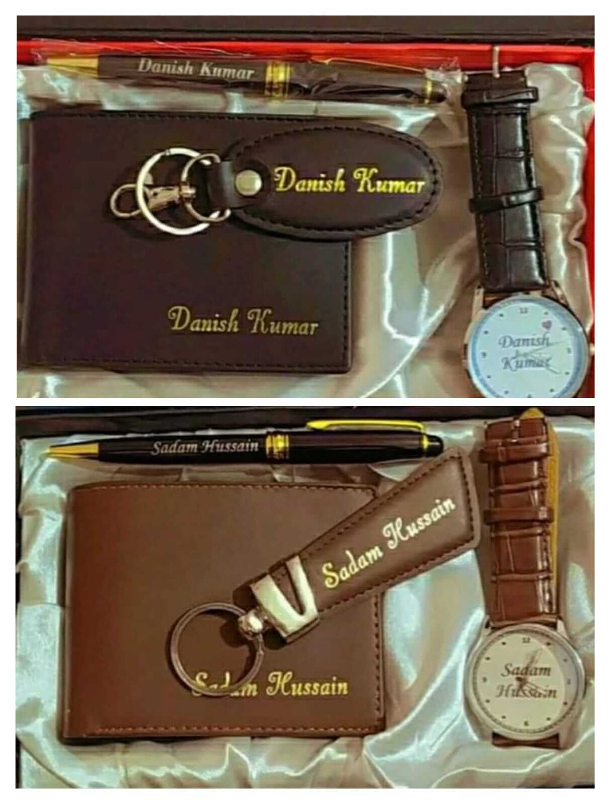 Personalized Wallet Keychain Pen & Watch Set - Custom Engraved Accessories