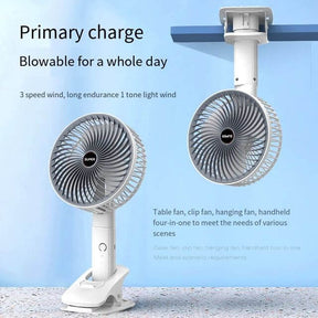 3in1Rechargeable Clamp Clip 3 Speed Fan