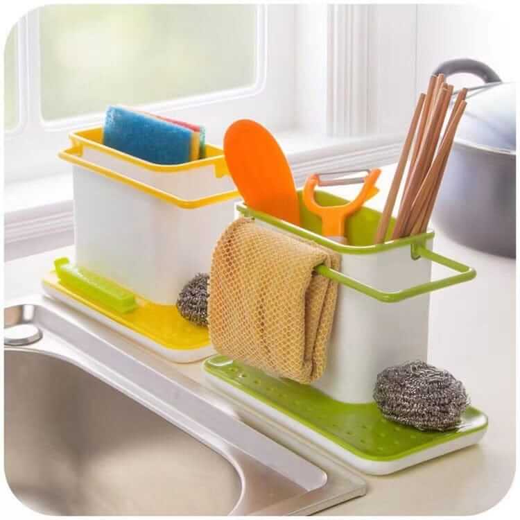 3-in-1 Plastic Kitchen Sink Storage Shelf 
Random Colours