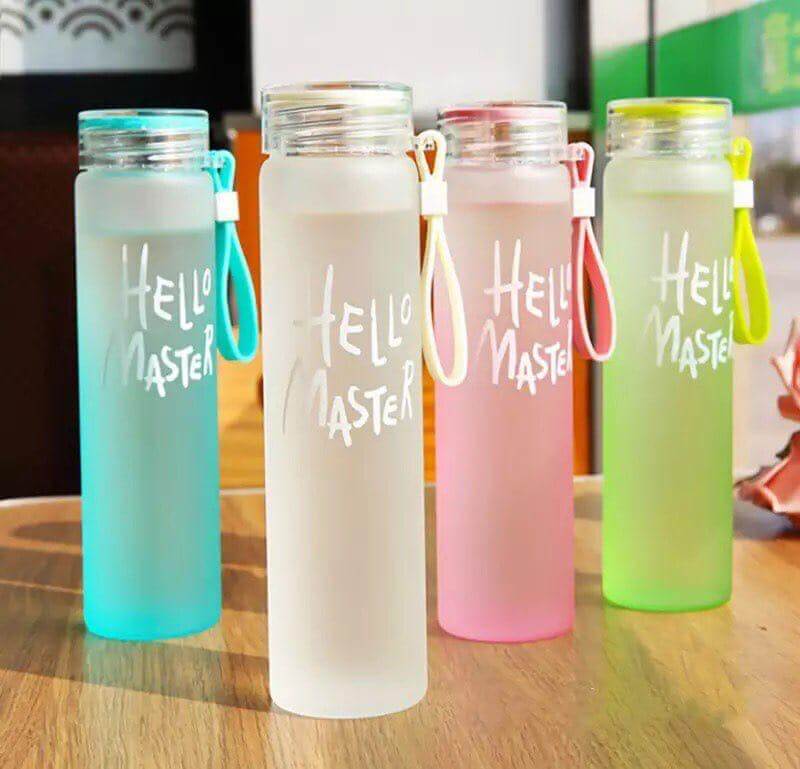 Hello Master Glass Water Bottle - Colorful, Fancy, and Stylish Travel Companion